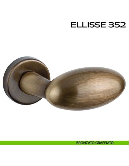 Maniglia per porta Ellisse 352 Reguitti con rosetta a pressione bronzato