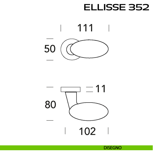 Maniglia per porta Ellisse 352 Reguitti con rosetta a pressione disegno