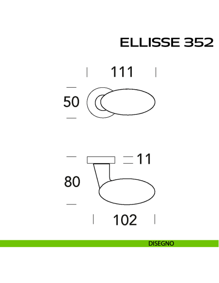 Maniglia per porta Ellisse 352 Reguitti con rosetta a pressione disegno