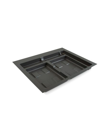 Emuca Base Recycle per contenitori per cassetti da cucina, 2 cavità, Plastica grigio antracite, Tecnoplastica