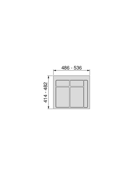 Emuca Base Recycle per contenitori per cassetti da cucina, 2 cavità, Plastica grigio antracite, Tecnoplastica