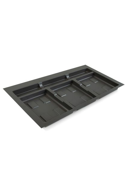 Emuca Base Recycle per contenitori per cassetti da cucina, 3 cavità, Plastica grigio antracite, Tecnoplastica