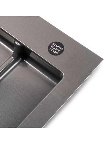 Emuca Base Recycle per contenitori per cassetti da cucina, 3 cavità, Plastica grigio antracite, Tecnoplastica