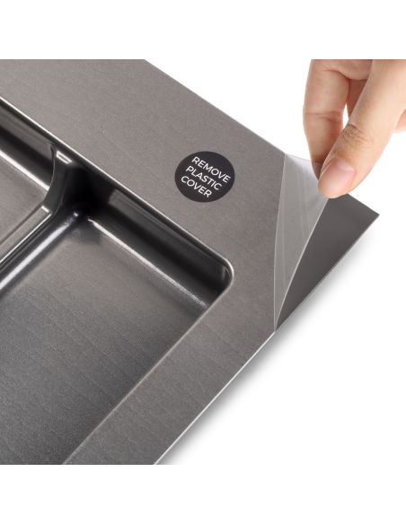 Emuca Base Recycle per contenitori per cassetti da cucina, 3 cavità, Plastica grigio antracite, Tecnoplastica