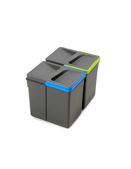 Emuca Contenitori per cassetti da cucina Recycle, Altezza 216, 2x6, Plastica grigio antracite, Tecnoplastica