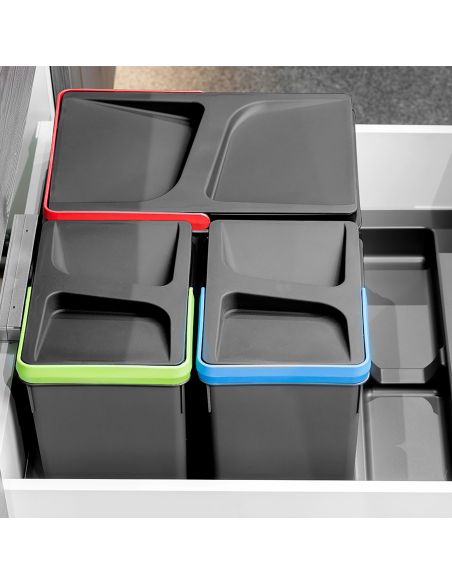 Emuca Contenitori per cassetti da cucina Recycle, Altezza 216, 2x6, Plastica grigio antracite, Tecnoplastica