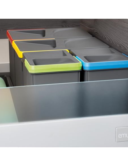 Emuca Contenitori per cassetti da cucina Recycle, Altezza 216, 2x6, Plastica grigio antracite, Tecnoplastica