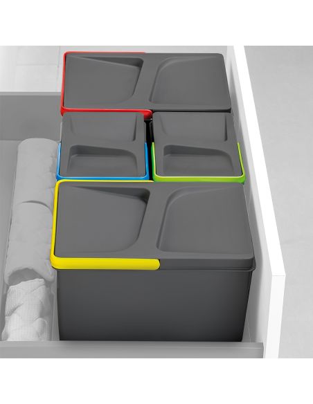 Emuca Contenitori per cassetti da cucina Recycle, Altezza 216, 2x6, Plastica grigio antracite, Tecnoplastica