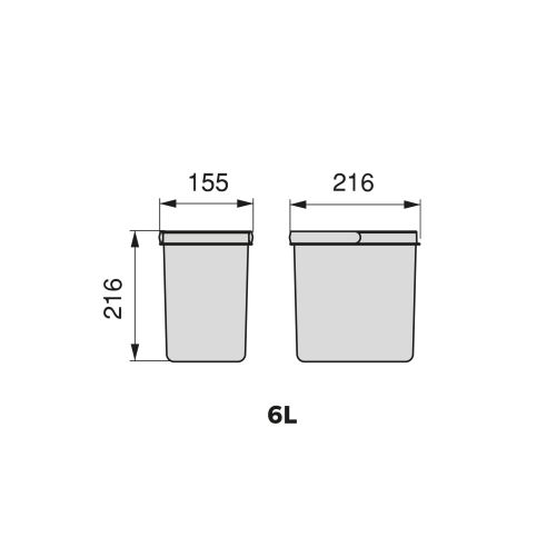Emuca Contenitori per cassetti da cucina Recycle, Altezza 216, 2x6, Plastica grigio antracite, Tecnoplastica