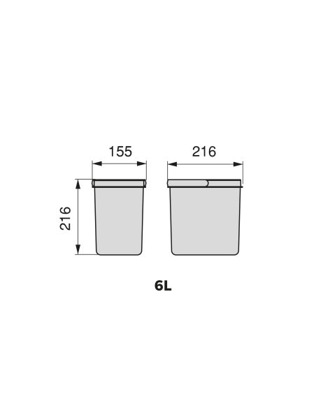 Emuca Contenitori per cassetti da cucina Recycle, Altezza 216, 2x6, Plastica grigio antracite, Tecnoplastica