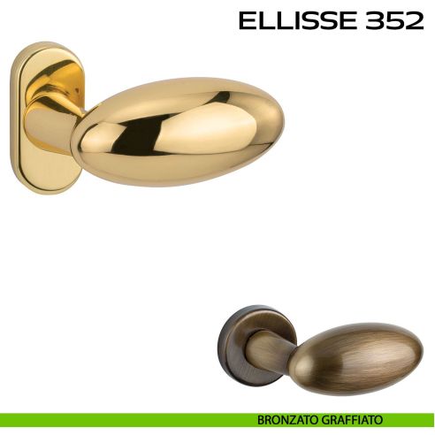 Maniglia per porta Ellisse 352 Reguitti con rosetta ovale bronzato