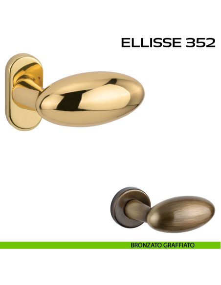 Maniglia per porta Ellisse 352 Reguitti con rosetta ovale bronzato