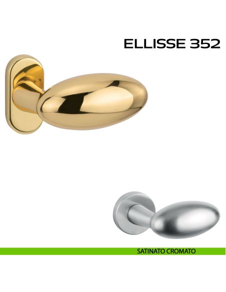 Maniglia per porta Ellisse 352 Reguitti con rosetta ovale satinato