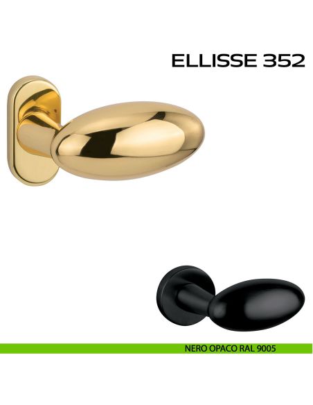 Maniglia per porta Ellisse 352 Reguitti con rosetta ovale nero