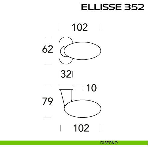 Maniglia per porta Ellisse 352 Reguitti con rosetta ovale disegno