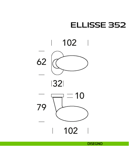 Maniglia per porta Ellisse 352 Reguitti con rosetta ovale disegno