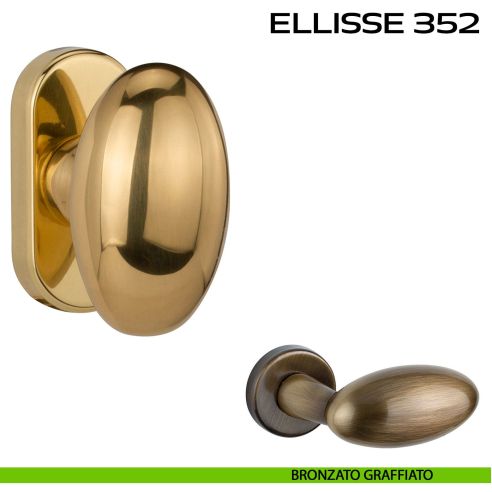 Maniglia martellina DK per finestra Ellisse 352 Reguitti bronzato