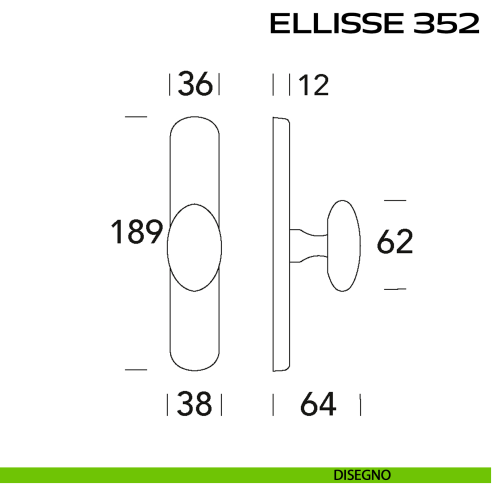 Maniglia cremonese per finestra Ellisse 352 Reguitti disegno