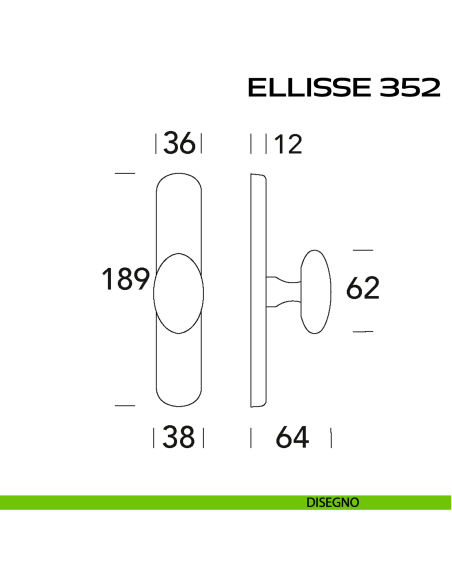 Maniglia cremonese per finestra Ellisse 352 Reguitti disegno