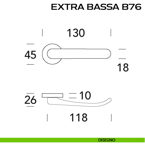 Maniglia ribassata per porta Extra Bassa B76 Reguitti
