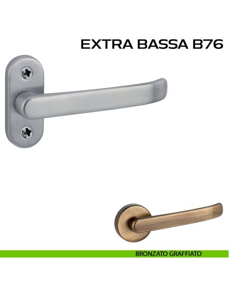 Maniglia per porta Extra Bassa B76 Reguitti con rosetta ovale bronzato