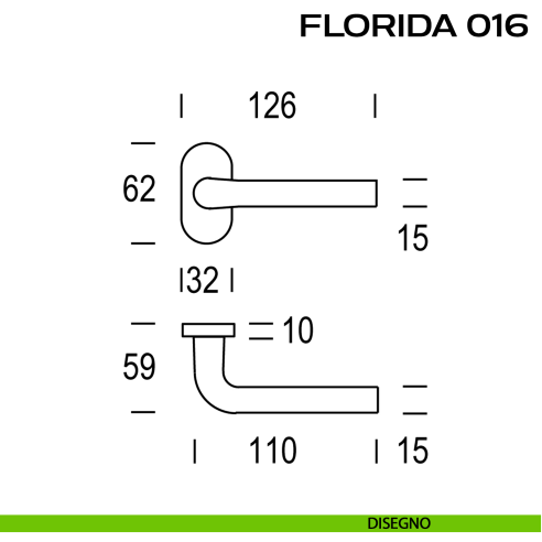Maniglia per porta Florida 016 Reguitti con rosetta ovale disegno