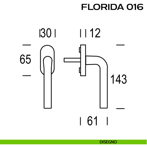Maniglia per finestra martellina Florida 016 Reguitti disegno