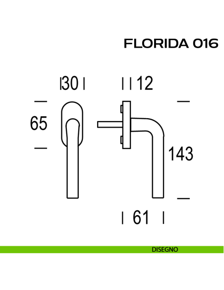 Maniglia per finestra martellina Florida 016 Reguitti disegno