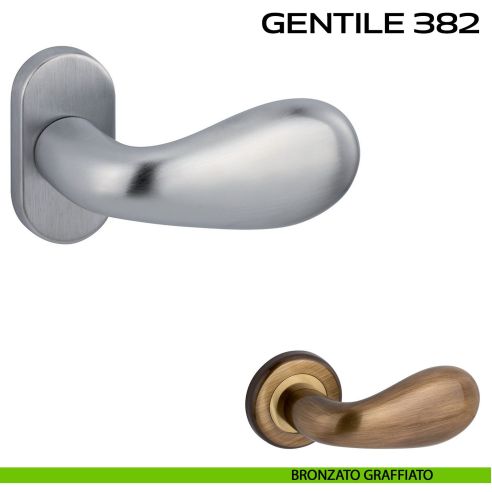 Maniglia per porta Gentile 382 Reguitti con rosetta ovale bronzato