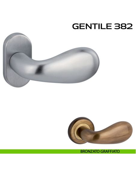 Maniglia per porta Gentile 382 Reguitti con rosetta ovale bronzato