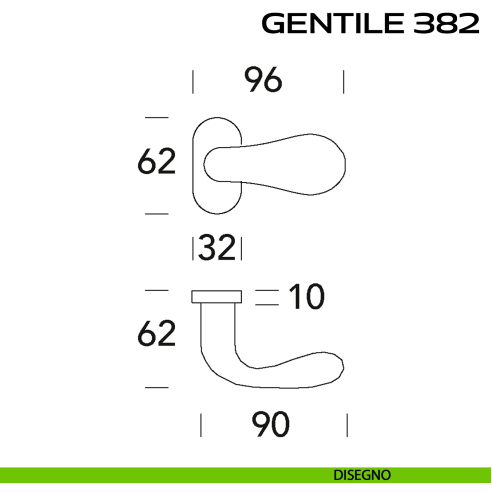 Maniglia per porta Gentile 382 Reguitti con rosetta ovale disegno