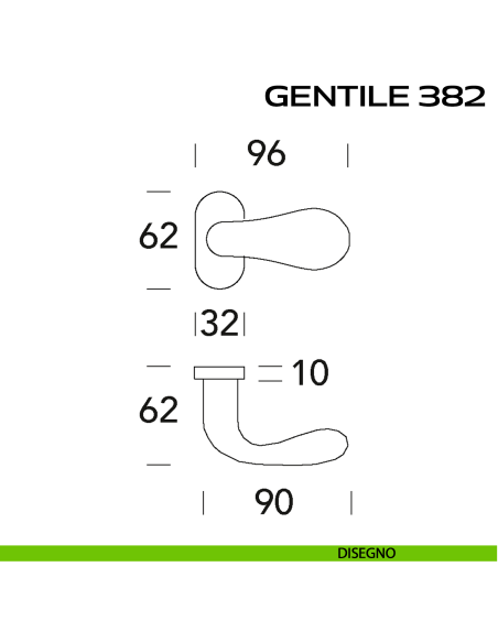 Maniglia per porta Gentile 382 Reguitti con rosetta ovale disegno