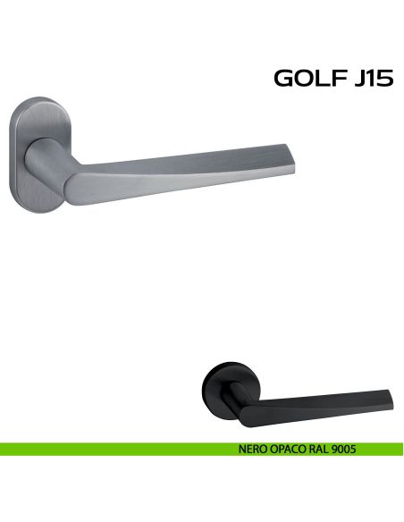 Maniglia per porta Golf J15 Reguitti con rosetta ovale nero