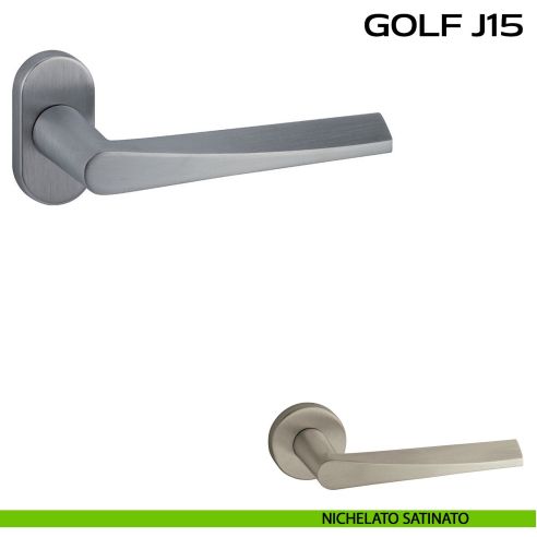 Maniglia per porta Golf J15 Reguitti con rosetta ovale nichel