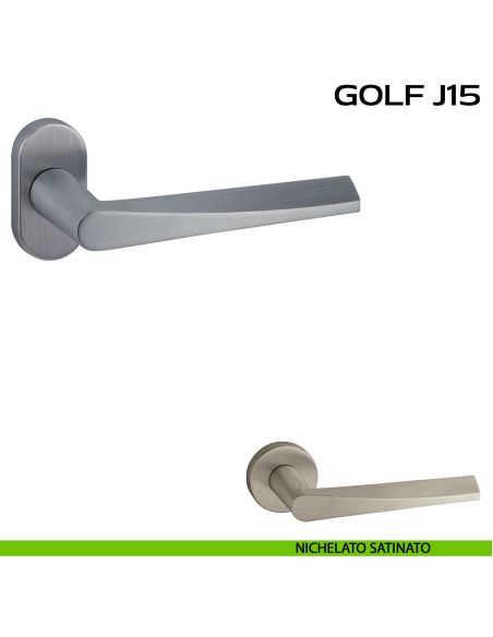 Maniglia per porta Golf J15 Reguitti con rosetta ovale nichel