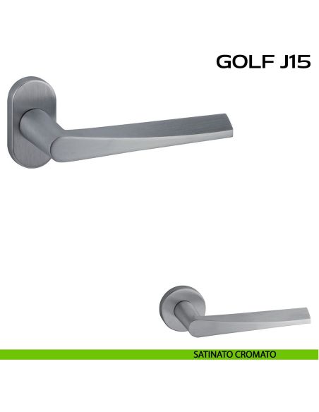 Maniglia per porta Golf J15 Reguitti con rosetta ovale satinato