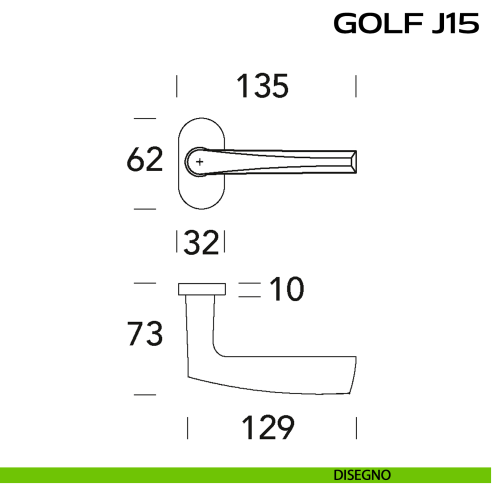 Maniglia per porta Golf J15 Reguitti con rosetta ovale disegno