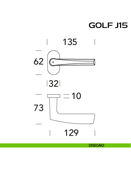 Maniglia per porta Golf J15 Reguitti con rosetta ovale disegno