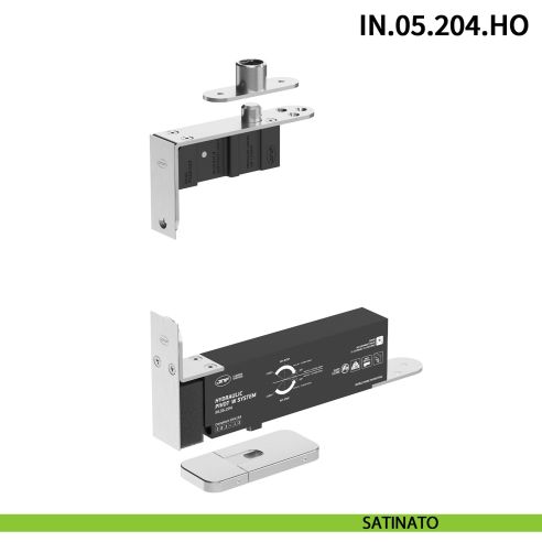 Cerniera pivot idraulica per porta a bilico JNF IN.05.204.HO chiusura automatica portata 100 kg Satinato