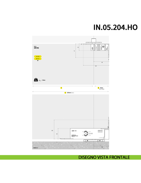 Cerniera a bilico Pivot idraulica per porta JNF IN.05.204.HO chiusura automatica portata 100 kg Satinato - disegno