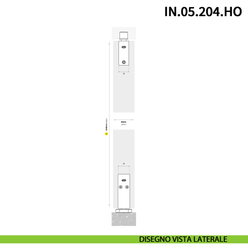Cerniera pivot idraulica per porta a bilico JNF IN.05.204.HO chiusura automatica portata 100 kg Satinato - disegno