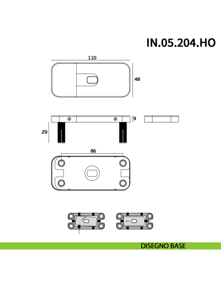 Cerniera a bilico Pivot idraulica per porta JNF IN.05.204.HO chiusura automatica portata 100 kg Satinato - disegno