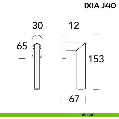 Maniglia per finestra martellina Ixia J40 Reguitti disegno