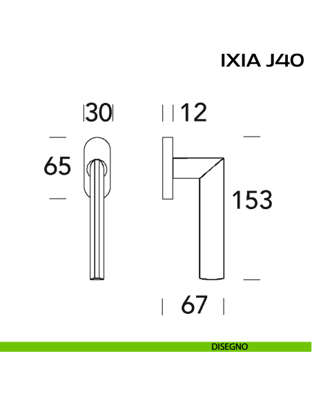 Maniglia per finestra martellina Ixia J40 Reguitti disegno