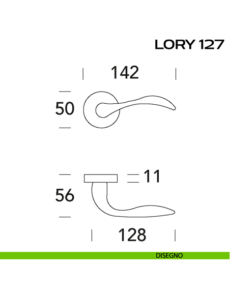 Maniglia per porta Lory 127 Reguitti disegno