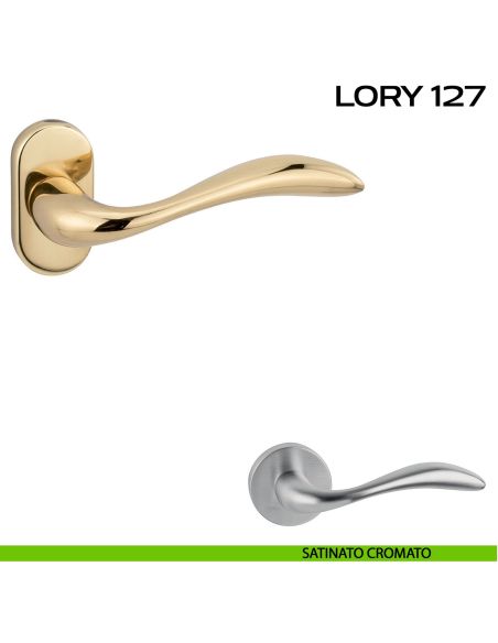 Maniglia per porta Lory 127 Reguitti con rosetta ovale cromato