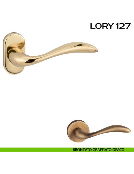 Maniglia per porta Lory 127 Reguitti con rosetta ovale bronzato
