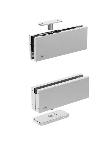Cerniera pivot idraulica per porta in vetro a bilico JNF IN.81.203.HO chiusura automatica portata 100 kg Satinato