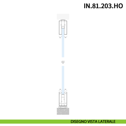 Cerniera pivot idraulica per porta in vetro a bilico JNF IN.81.203.HO chiusura automatica portata 100 kg Satinato - disegno