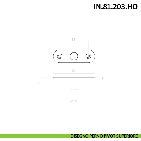 Cerniera pivot idraulica per porta in vetro a bilico JNF IN.81.203.HO chiusura automatica portata 100 kg Satinato - disegno